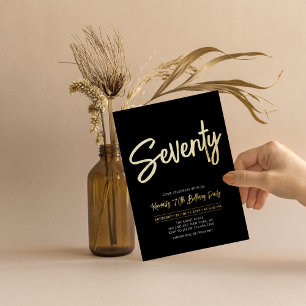 Seventy Black Chic Script 70th Birthday Party