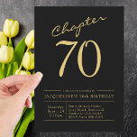 Seventy Black Gold 70th Birthday Party Invitation<br><div class="desc">Make your 70th birthday extra special with this gorgeous black and gold invitation from Zazzle! Our black custom party invites feature a beautiful script font in bold gold accents for a luxurious touch. Customise the details of your event on the back of the card. Gather your closest family and friends...</div>