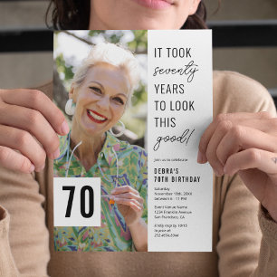 Seventy Chic Photo 70th Birthday Party Invitation