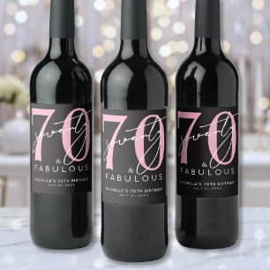 Seventy Fabulous 70th Birthday Party Wine Label