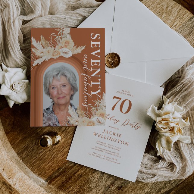 Seventy & Fabulous Burnt Orange Boho Birthday Invitation (Creator Uploaded)