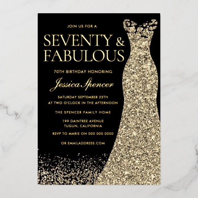 Seventy & Fabulous Golden Foil 70th Birthday (Front)
