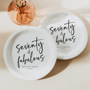 Seventy & Fabulous Minimal 70th Birthday Party Paper Plate