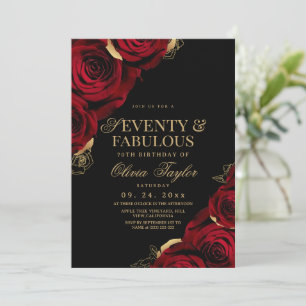 Seventy & Fabulous Red Roses Birthday  Invitation