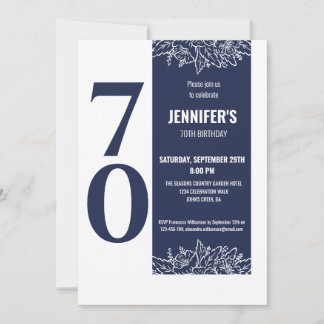 Seventy Floral Elegant 70th Birthday Party Invitation