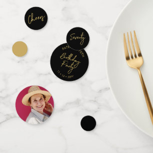 Seventy   Gold & Black Modern 70th Birthday Party Confetti