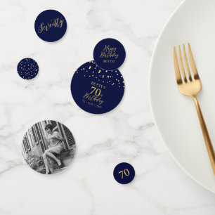 Seventy Gold & Navy Confetti 70th Birthday Party