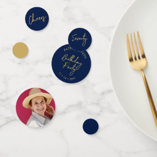 Seventy   Gold & Navy Modern 70th Birthday Party Confetti