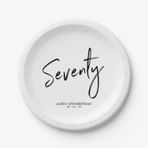 Seventy Modern Lettering 70th Birthday Party Paper Plate