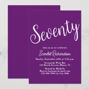 Seventy Script Autumn Purple 70th Birthday Party Invitation