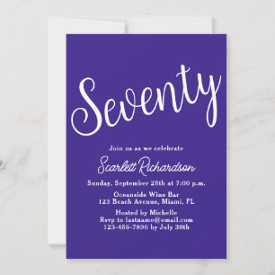 Seventy Script Dark Purple 70th Birthday Party Invitation