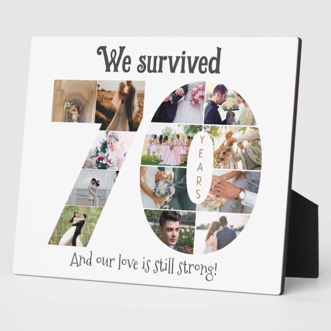 Seventy Year Wedding Anniversary Photo Plaque (Side)