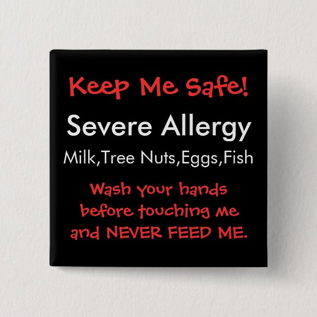 Severe Allergy 15 Cm Square Badge (Front)