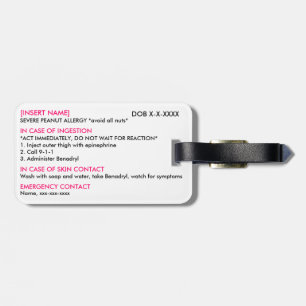 Severe Allergy ID & ICE Tag