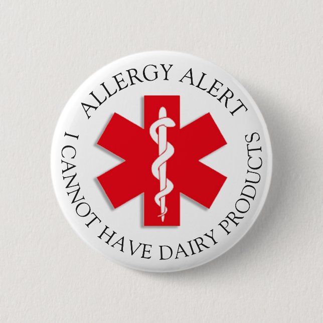 Severe DAIRY Allergy Alert Button (Front)