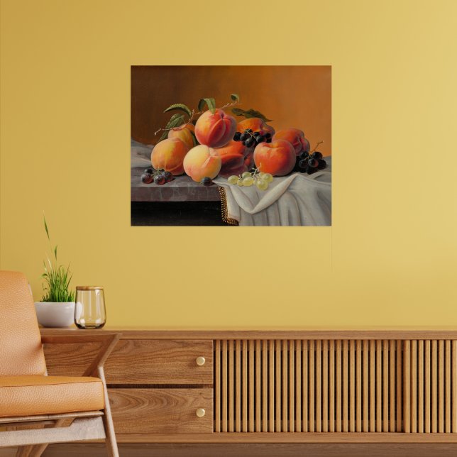Severin Roesen - Peaches, Grapes, Apples Poster (Living Room 2)