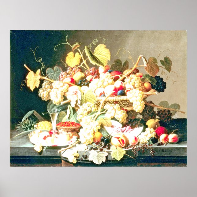 Severin Roesen - Still Life with Fruit Poster (Front)