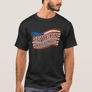 Severn City Maryland Vintage American Flag T-Shirt