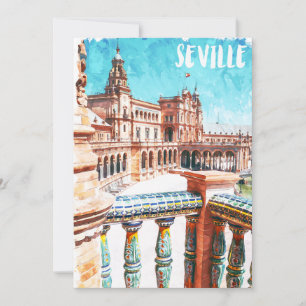 Sevilla Spain Architecture Watercolor Holiday Card
