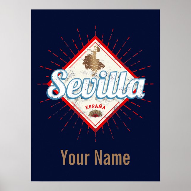 Seville Andalusia Spain Retro Flamenco Vintage Poster (Front)