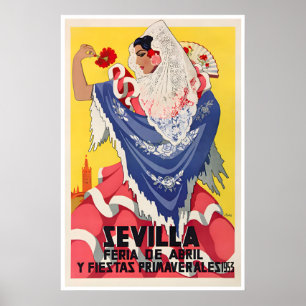 Seville Art Spain Travel Poster Spanish Feria De