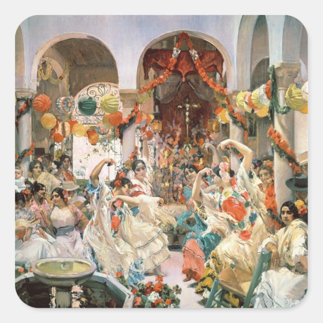 Seville (oil on canvas) square sticker (Front)