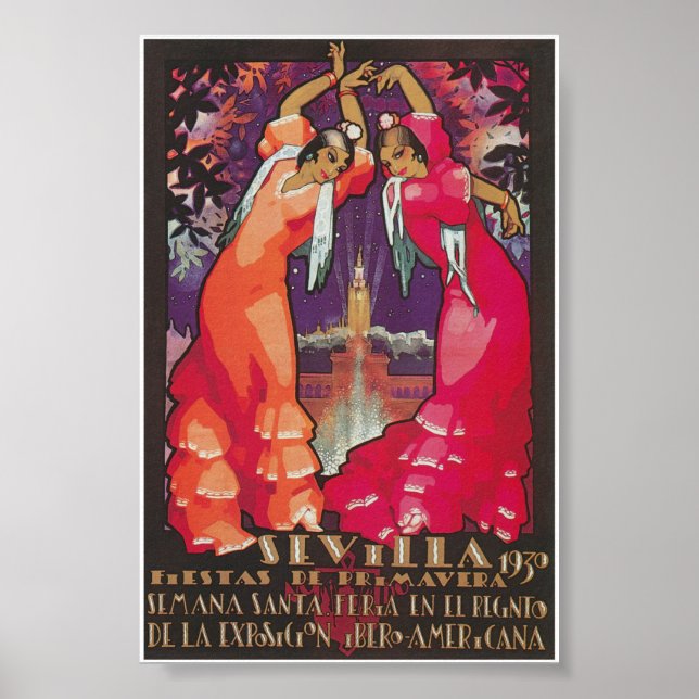 Seville Spain 1930 Spring Festival Vintage Travel Poster (Front)