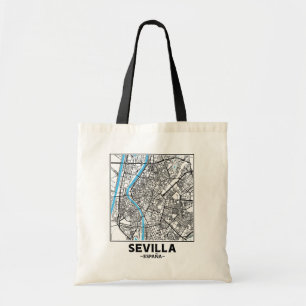 Seville, Spain, City Map Tote Bag