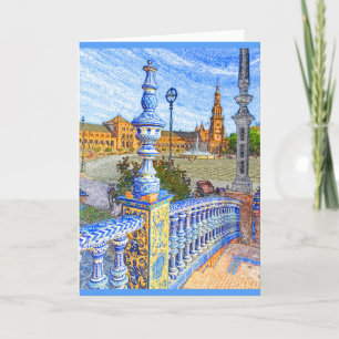 Seville Spain-Coloured Pencil Card