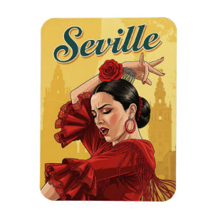 Seville Spain Flamenco Dancer in Red Magnet
