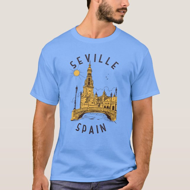 Seville Spain Plaza de España Distressed Circle T-Shirt (Front)