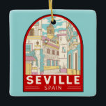 Seville Spain Travel Retro Emblem Ceramic Ornament<br><div class="desc">Seville retro travel design in an emblem style. It is situated on the lower reaches of the River Guadalquivir,  in the southwest of the Iberian Peninsula.</div>