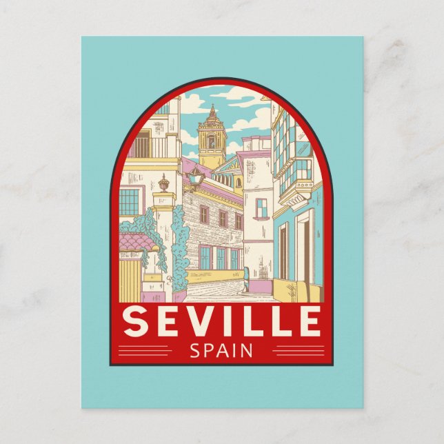 Seville Spain Travel Retro Emblem Postcard (Front)