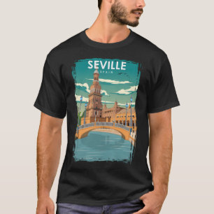 Seville Spain Vintage Minimal Retro Travel Poster T-Shirt