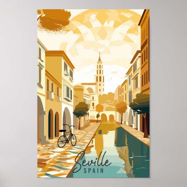 Seville Spain vintage travel place illustration Poster (Front)