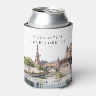 Seville Spain Watercolor Bachelorette Weekend Can Cooler