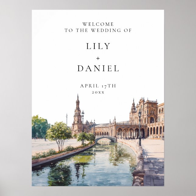 Seville Spain Wedding Welcome Sign (Front)