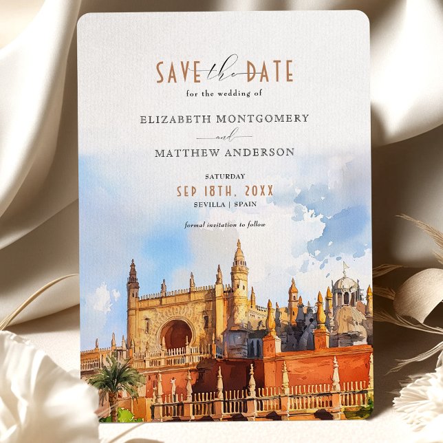 Seville Wedding Save the Date Card Real Alcázar (Creator Uploaded)