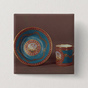 Sevres bleu celeste coffee cup and saucer, c.1780 15 cm square badge