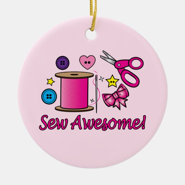 Sew Awesome Ceramic Tree Decoration (Front)