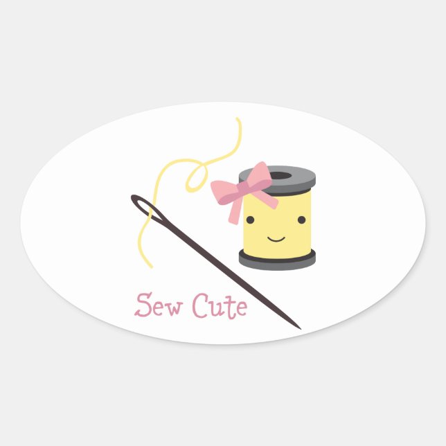 Sew Cute Oval Sticker (Front)