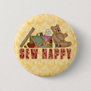 Sew Happy 6 Cm Round Badge