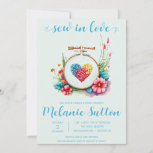 Sew in Love, Embroidery Hoop Heart Bridal Shower Invitation
