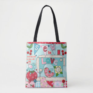 "Sew in Love" Vintage Inspired Sewing-Themed Tote