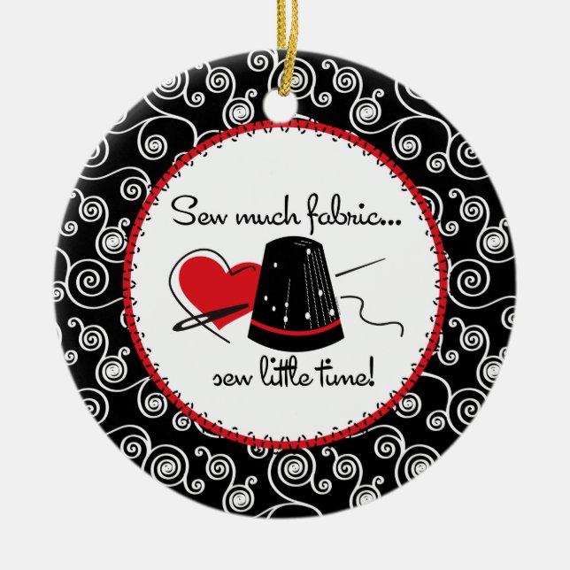 Sew Much Fabric Ceramic Tree Decoration (Front)