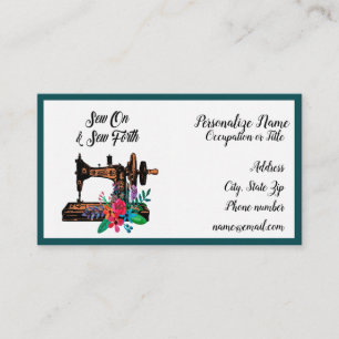 Sew On & Sew Forth Quote Seamstress Tailor Business Card