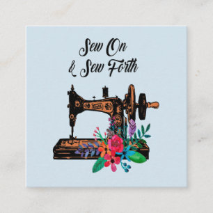 Sew On Vintage Sewing Machine & Floral Square Business Card