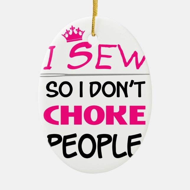 sew, sewing woman love ceramic tree decoration (Front)