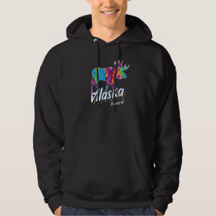 Seward Alaska Usa Colourful Moose Art Vacation Sou Hoodie