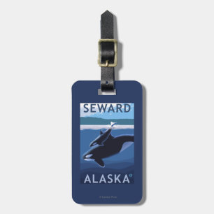 Seward, AlaskaOrca and Calf Scene Luggage Tag